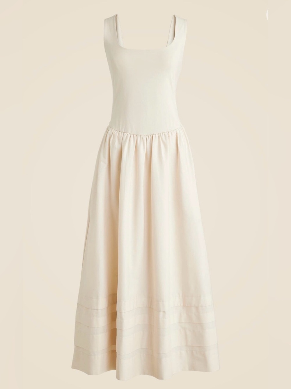 J. Crew Cream Poplin Tank Drop Waist Midi Dress M